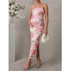 image:imageFloerns Women Floral Strapless Bodycon Long Maternity Wedding Guest DressesWhite Green Pink Floral