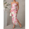 image:imageFloerns Women Floral Strapless Bodycon Long Maternity Wedding Guest DressesWhite Green Pink Floral