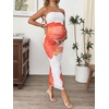 image:imageFloerns Women Floral Strapless Bodycon Long Maternity Wedding Guest DressesWhite Orange Floral