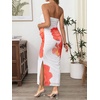 image:imageFloerns Women Floral Strapless Bodycon Long Maternity Wedding Guest DressesWhite Orange Floral