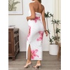 image:imageFloerns Women Floral Strapless Bodycon Long Maternity Wedding Guest DressesWhite Pink Floral