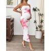 image:imageFloerns Women Floral Strapless Bodycon Long Maternity Wedding Guest DressesWhite Pink Floral