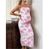 image:imageFloerns Women Floral Strapless Bodycon Long Maternity Wedding Guest DressesWhite Purple Floral