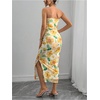 image:imageFloerns Women Floral Strapless Bodycon Long Maternity Wedding Guest DressesYellow Floral