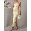 image:imageFloerns Women Floral Strapless Bodycon Long Maternity Wedding Guest DressesYellow Green Floral