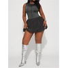 image:imageFloerns Women Plus Size Concert Bubble Romper Ruffle Mini Short JumpsuitDark Grey