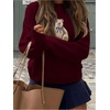 image:imageFloerns Womens Bear Sweater Cute Knit Pullover Tops Fall OutfitsBurgundy