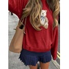 image:imageFloerns Womens Bear Sweater Cute Knit Pullover Tops Fall OutfitsRed