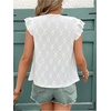 image:imageFloerns Womens Boho Eyelet Embroidery Ruffle Cap Sleeve T ShirtApricot