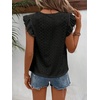 image:imageFloerns Womens Boho Eyelet Embroidery Ruffle Cap Sleeve T ShirtBlack a