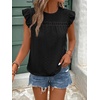 image:imageFloerns Womens Boho Eyelet Embroidery Ruffle Cap Sleeve T ShirtBlack a