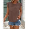 image:imageFloerns Womens Boho Eyelet Embroidery Ruffle Cap Sleeve T ShirtBrown