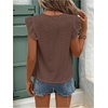 image:imageFloerns Womens Boho Eyelet Embroidery Ruffle Cap Sleeve T ShirtBrown