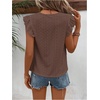 image:imageFloerns Womens Boho Eyelet Embroidery Ruffle Cap Sleeve T ShirtBrown