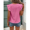 image:imageFloerns Womens Boho Eyelet Embroidery Ruffle Cap Sleeve T ShirtCoral Pink