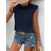 image:imageFloerns Womens Boho Eyelet Embroidery Ruffle Cap Sleeve T ShirtDark Blue