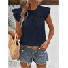 image:imageFloerns Womens Boho Eyelet Embroidery Ruffle Cap Sleeve T ShirtDark Blue