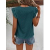 image:imageFloerns Womens Boho Eyelet Embroidery Ruffle Cap Sleeve T ShirtDark Green