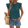 image:imageFloerns Womens Boho Eyelet Embroidery Ruffle Cap Sleeve T ShirtDark Green