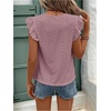 image:imageFloerns Womens Boho Eyelet Embroidery Ruffle Cap Sleeve T ShirtDusty Pink