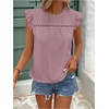 image:imageFloerns Womens Boho Eyelet Embroidery Ruffle Cap Sleeve T ShirtDusty Pink