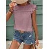 image:imageFloerns Womens Boho Eyelet Embroidery Ruffle Cap Sleeve T ShirtDusty Pink