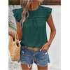 image:imageFloerns Womens Boho Eyelet Embroidery Ruffle Cap Sleeve T ShirtGreen