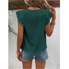 image:imageFloerns Womens Boho Eyelet Embroidery Ruffle Cap Sleeve T ShirtGreen