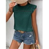image:imageFloerns Womens Boho Eyelet Embroidery Ruffle Cap Sleeve T ShirtGreen