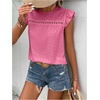 image:imageFloerns Womens Boho Eyelet Embroidery Ruffle Cap Sleeve T ShirtHot Pink