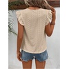 image:imageFloerns Womens Boho Eyelet Embroidery Ruffle Cap Sleeve T ShirtLight Apricot