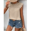 image:imageFloerns Womens Boho Eyelet Embroidery Ruffle Cap Sleeve T ShirtLight Apricot