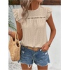 image:imageFloerns Womens Boho Eyelet Embroidery Ruffle Cap Sleeve T ShirtLight Apricot