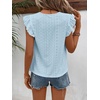image:imageFloerns Womens Boho Eyelet Embroidery Ruffle Cap Sleeve T ShirtLight Blue