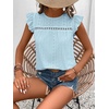 image:imageFloerns Womens Boho Eyelet Embroidery Ruffle Cap Sleeve T ShirtLight Blue
