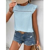 image:imageFloerns Womens Boho Eyelet Embroidery Ruffle Cap Sleeve T ShirtLight Blue