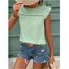 image:imageFloerns Womens Boho Eyelet Embroidery Ruffle Cap Sleeve T ShirtLight Green