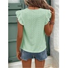 image:imageFloerns Womens Boho Eyelet Embroidery Ruffle Cap Sleeve T ShirtLight Green
