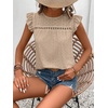 image:imageFloerns Womens Boho Eyelet Embroidery Ruffle Cap Sleeve T ShirtLight Khaki