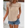 image:imageFloerns Womens Boho Eyelet Embroidery Ruffle Cap Sleeve T ShirtLight Khaki