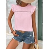 image:imageFloerns Womens Boho Eyelet Embroidery Ruffle Cap Sleeve T ShirtLight Pink