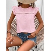 image:imageFloerns Womens Boho Eyelet Embroidery Ruffle Cap Sleeve T ShirtLight Pink