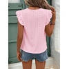 image:imageFloerns Womens Boho Eyelet Embroidery Ruffle Cap Sleeve T ShirtLight Pink