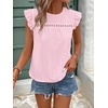 image:imageFloerns Womens Boho Eyelet Embroidery Ruffle Cap Sleeve T ShirtLight Pink