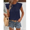 image:imageFloerns Womens Boho Eyelet Embroidery Ruffle Cap Sleeve T ShirtMidnight Blue