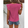 image:imageFloerns Womens Boho Eyelet Embroidery Ruffle Cap Sleeve T ShirtRose