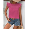 image:imageFloerns Womens Boho Eyelet Embroidery Ruffle Cap Sleeve T ShirtRose