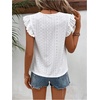 image:imageFloerns Womens Boho Eyelet Embroidery Ruffle Cap Sleeve T ShirtWhite