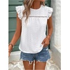 image:imageFloerns Womens Boho Eyelet Embroidery Ruffle Cap Sleeve T ShirtWhite