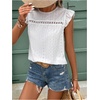 image:imageFloerns Womens Boho Eyelet Embroidery Ruffle Cap Sleeve T ShirtWhite